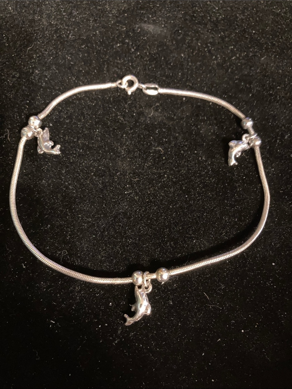 Sterling silver 925 Italy dolphin anklet. Beach ready